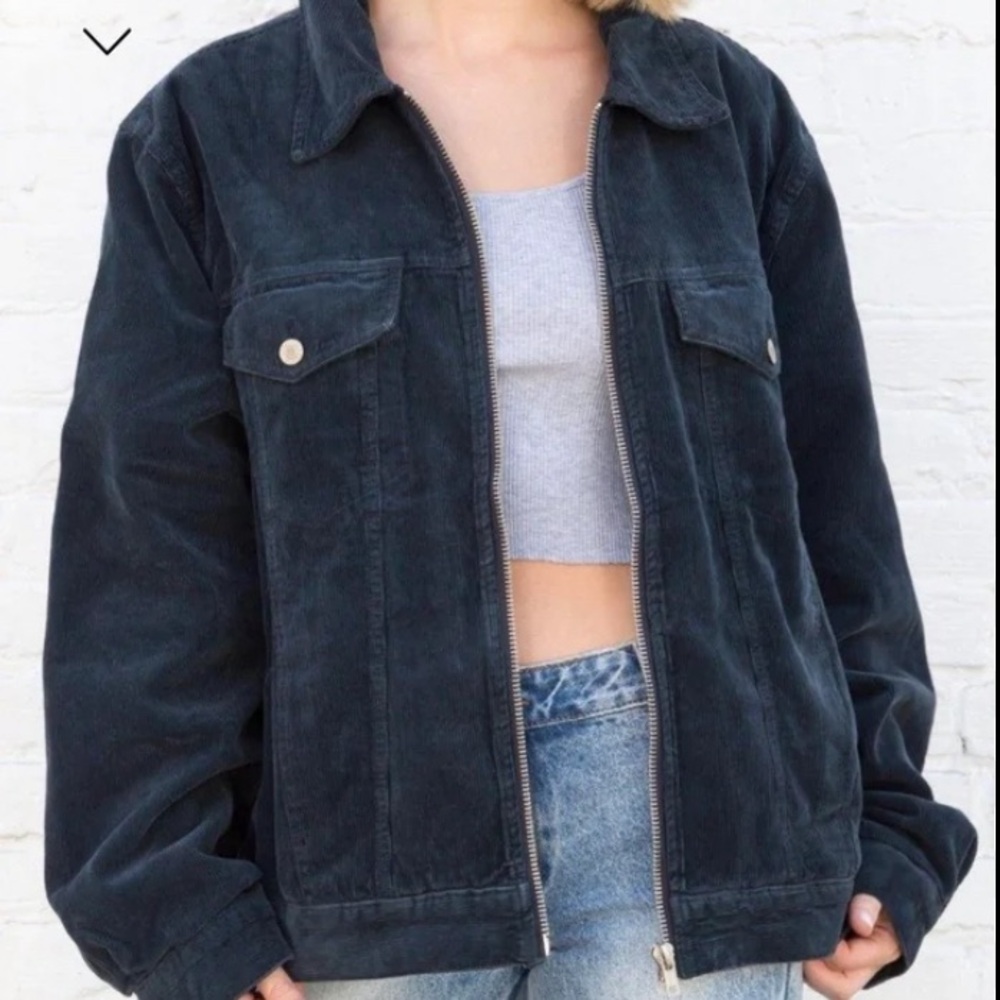 Brandy Melville Navy Corduroy Zip Up Jacket John Galt